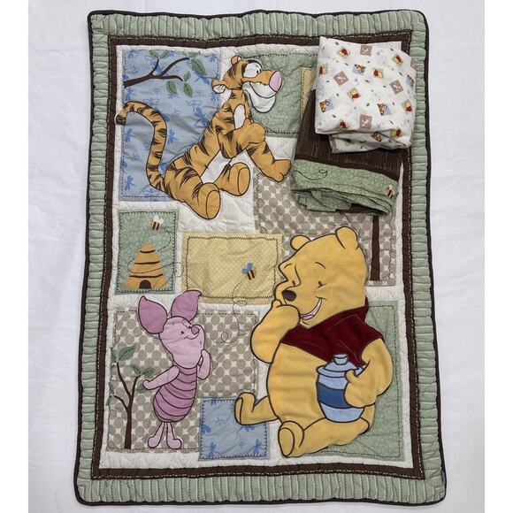 Disney Baby Winnie The Pooh Crib Nursery Bedding Blanket Sheet Dust Ruffle Set - Picture 1 of 12